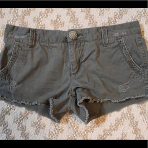 Aeropostale Green Khaki Distressed Shorts